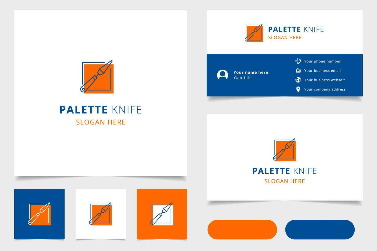 Palette knife logo design with editable slogan. Branding book and business card template. vector