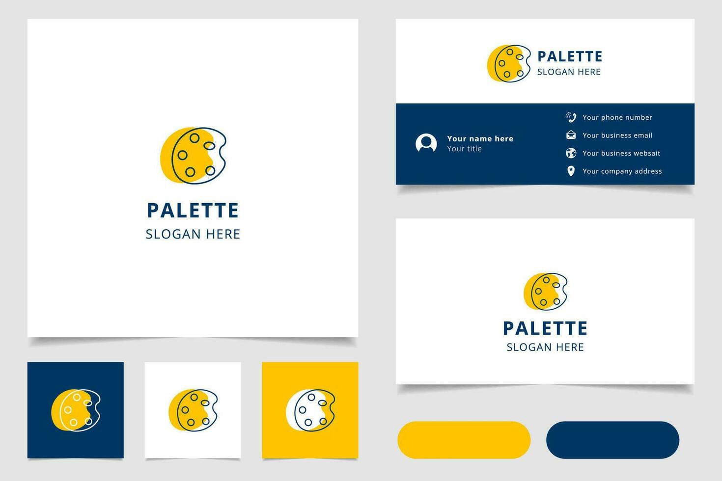 Palette logo design with editable slogan. Branding book and business card template. vector