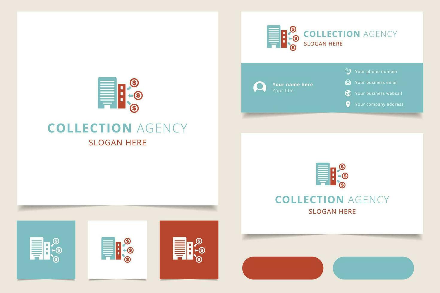 Collection agency logo design with editable slogan. Branding book and business card template. vector