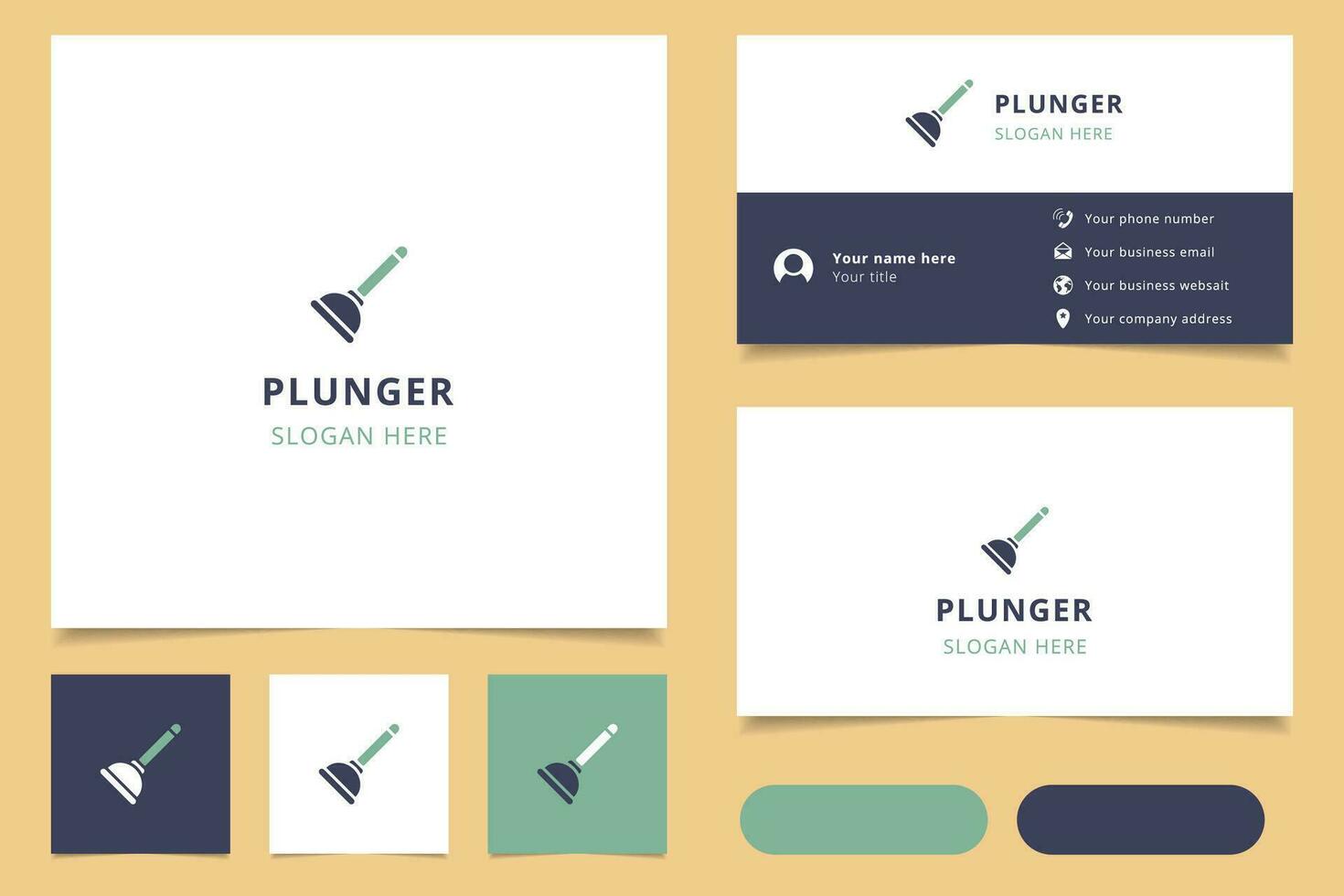 Plunger logo design with editable slogan. Branding book and business card template. vector