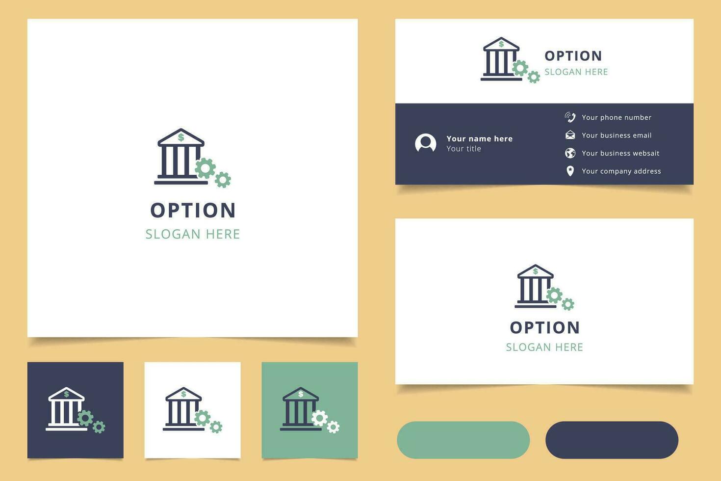 Option logo design with editable slogan. Branding book and business card template. vector