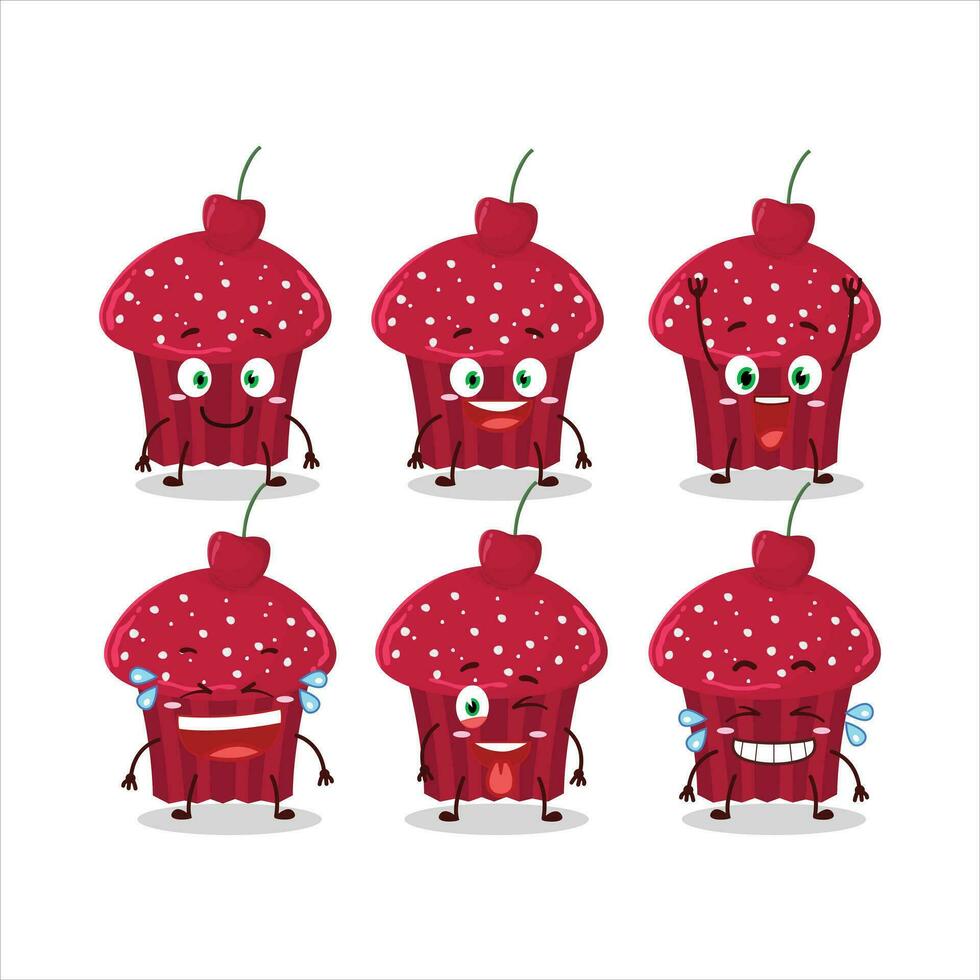 Cartoon character of cherry muffin with smile expression vector