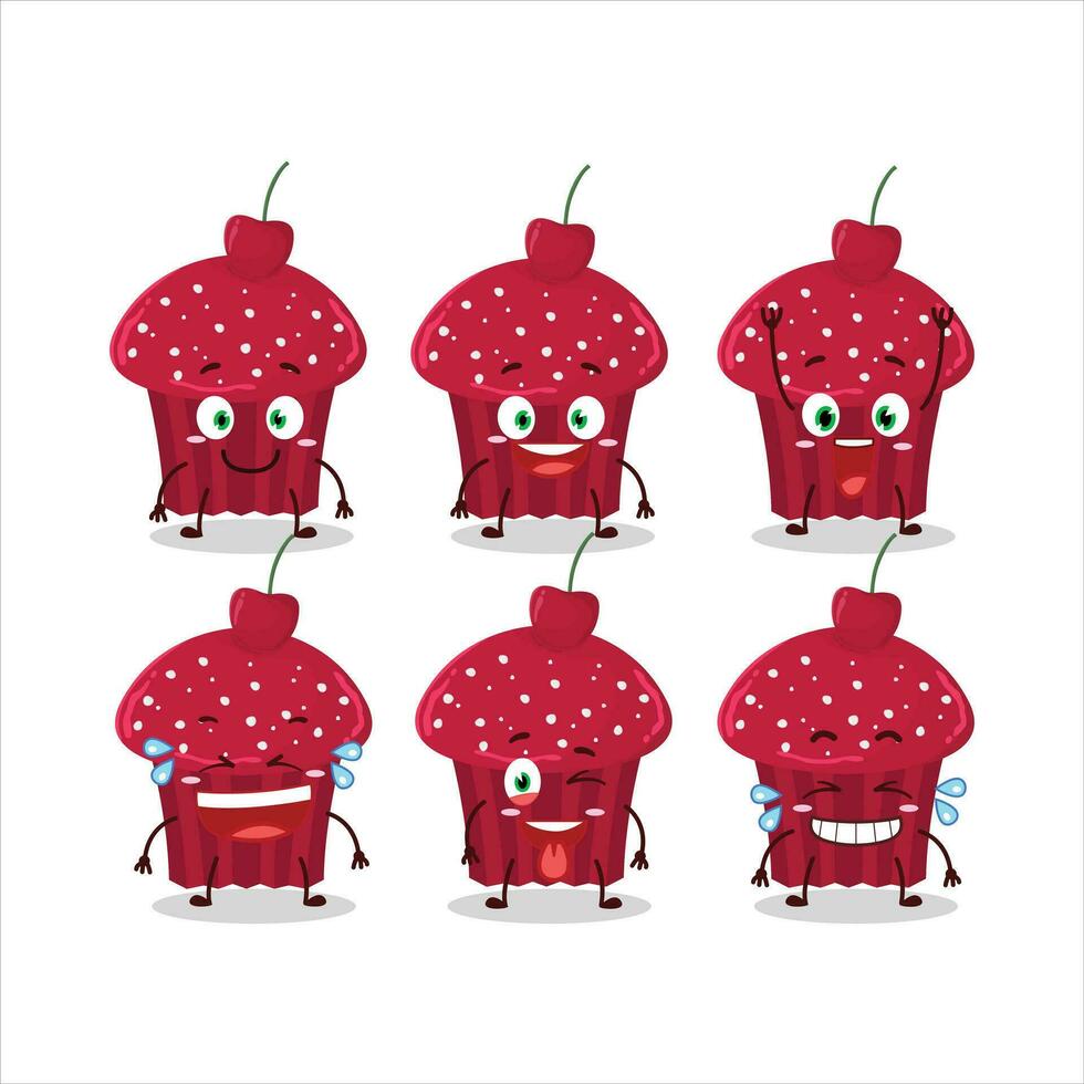 dibujos animados personaje de Cereza mollete con sonrisa expresión vector