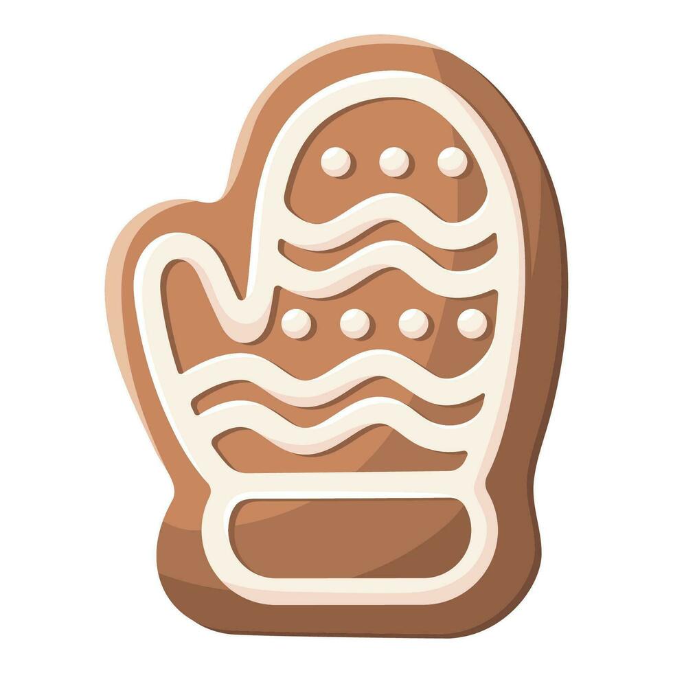 Gingerbread cookies. Winter homemade sweet in shape of mitten. Cartoon Vector illustration
