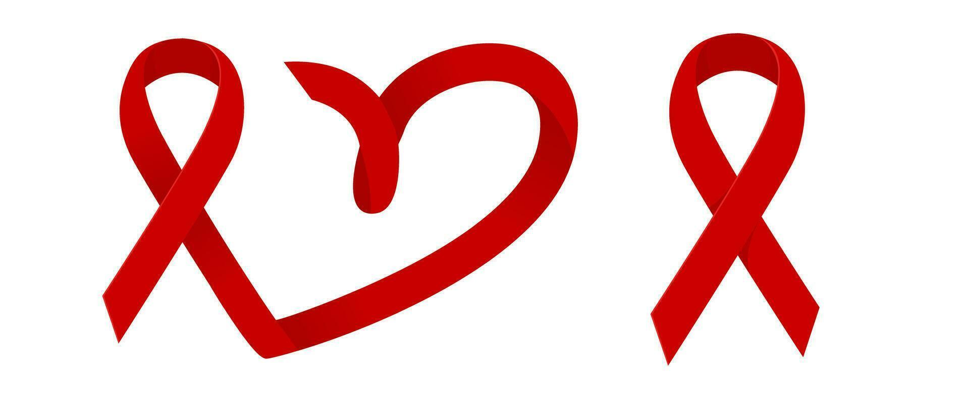 HIV test. World AIDS Day 1 December, red ribbon. vector