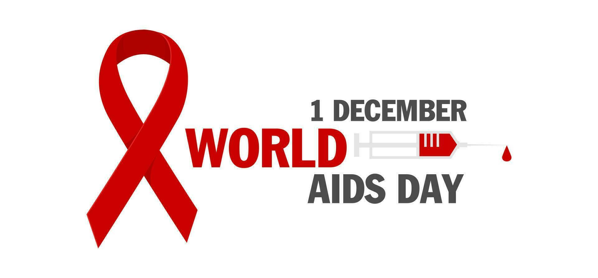 HIV test. World AIDS Day 1 December, red ribbon. vector