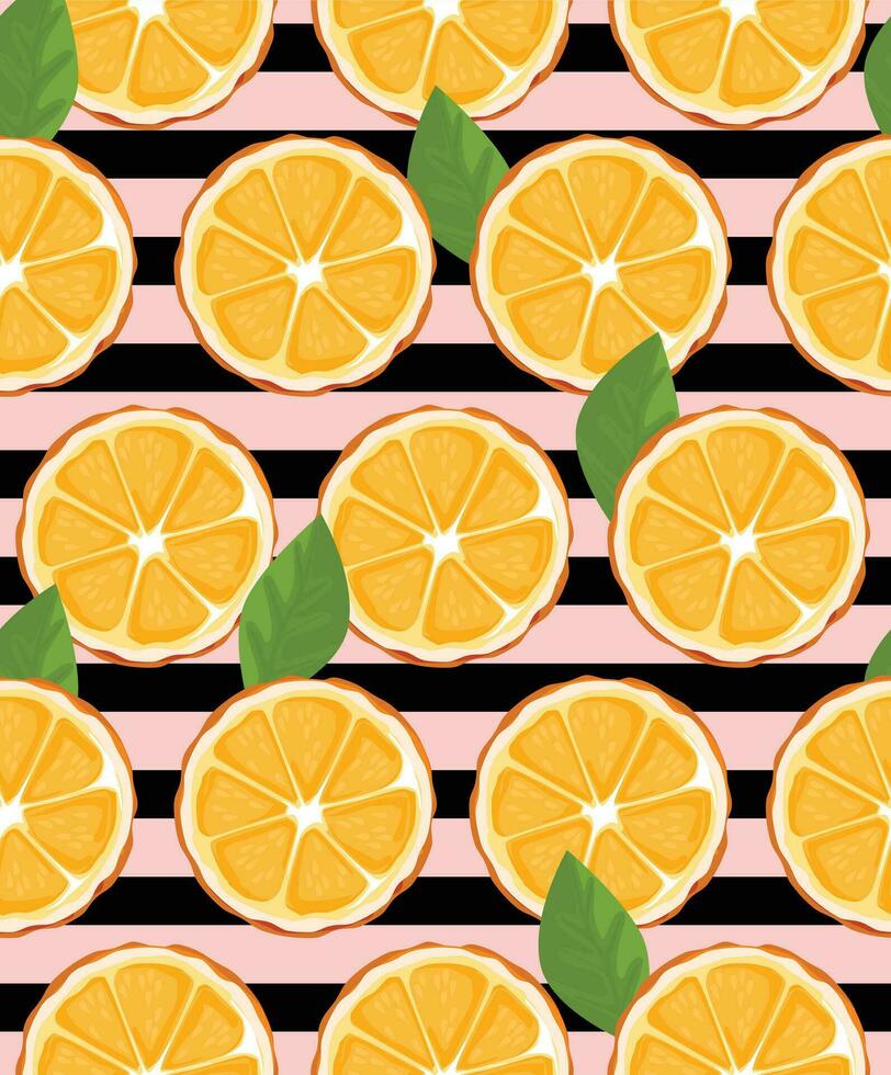 Seamless pattern with orange slices. Healthy food concept fruit print. Suitable for wrapping paper, printing. Vector illustration.