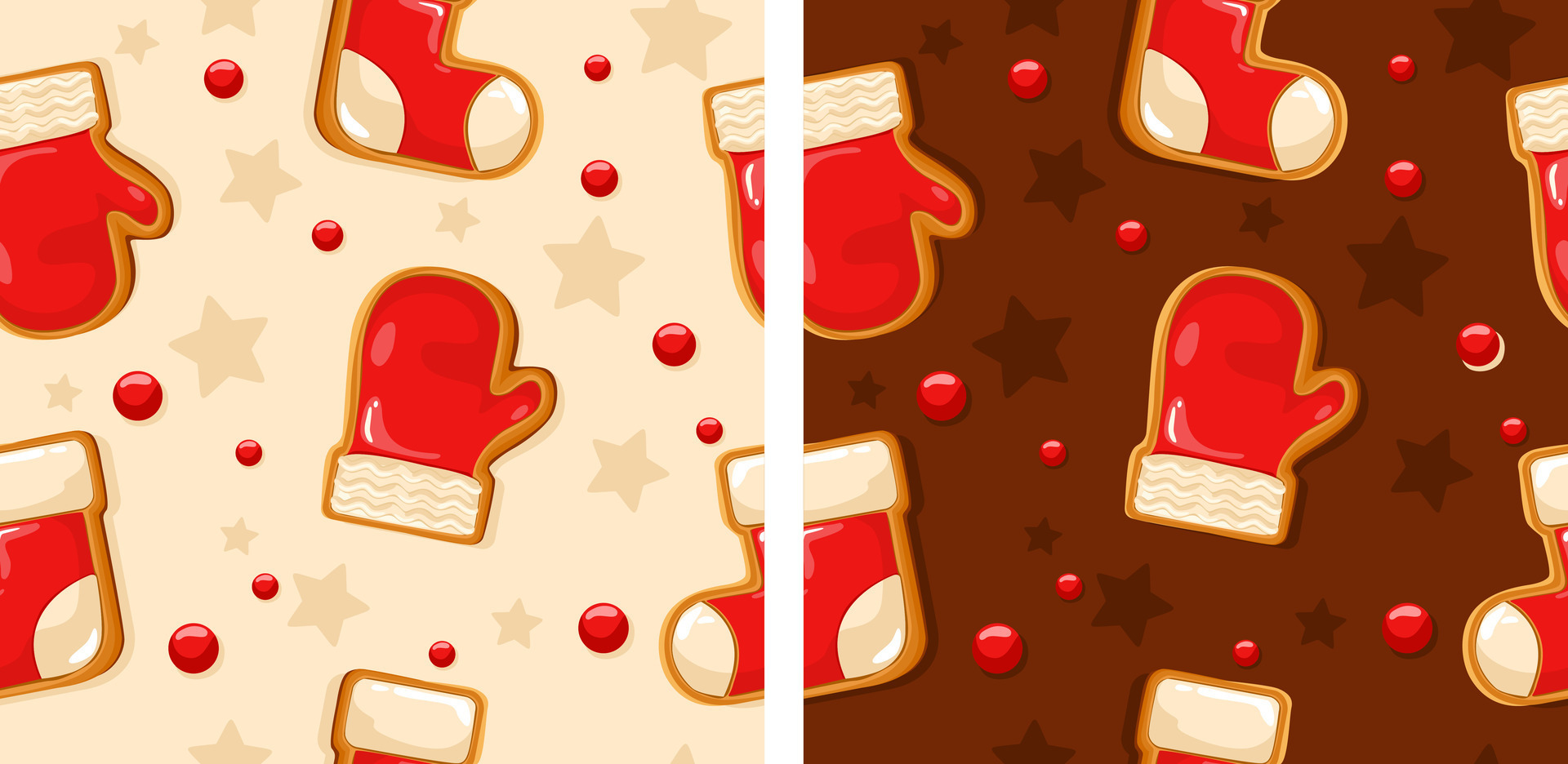 Gingerbread Pattern. Snowy background. gingerbread set. 30201385 Vector