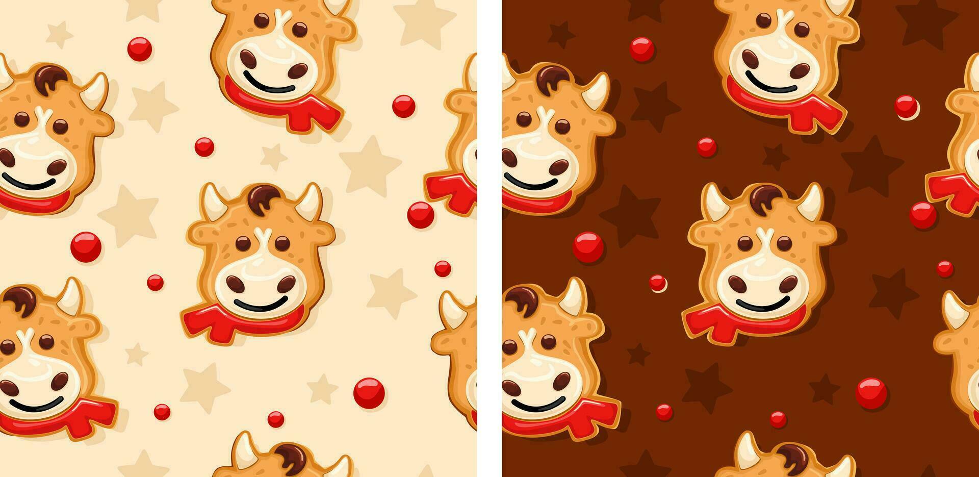 Gingerbread Pattern. Snowy background. gingerbread set. vector