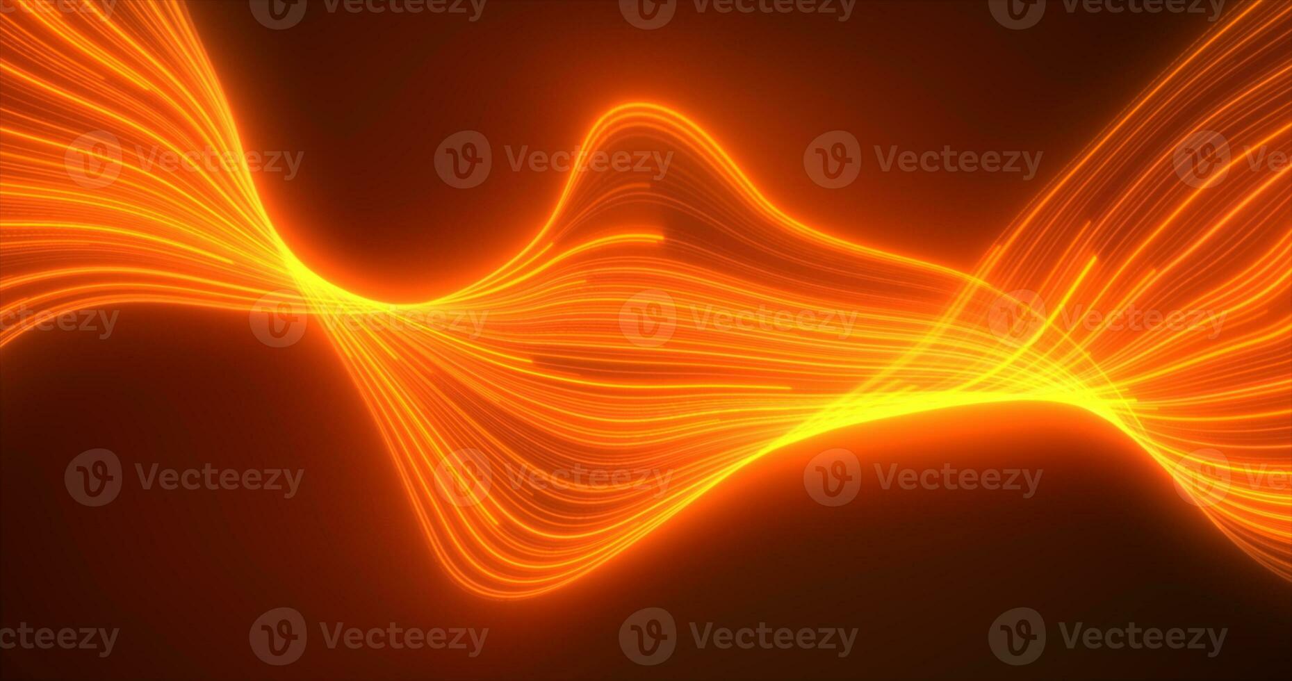 Abstract yellow orange glowing flying waves from lines energy magical background photo