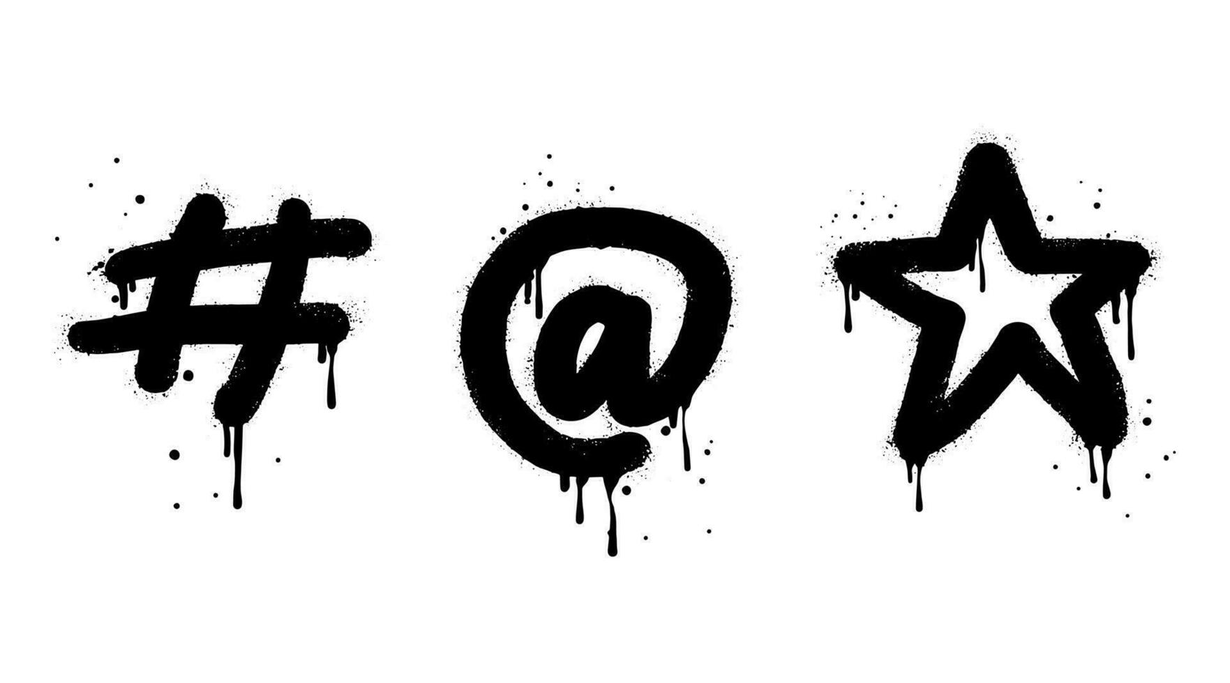 Spray painted graffiti star, question marks, heart, question drip symbol. isolated on white background. vector illustration