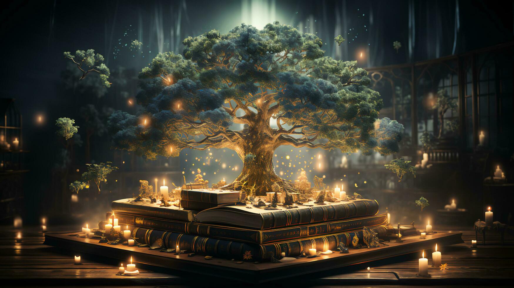 Abstract tree growing from a book. Mental training and education concept photo