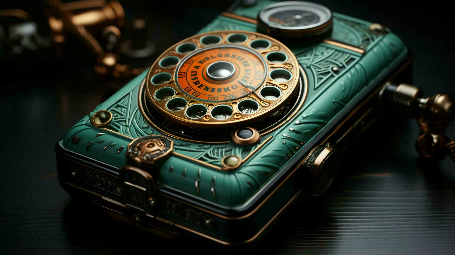 Retro old vintage mobile cell phone push-button from the 90s 2000s photo