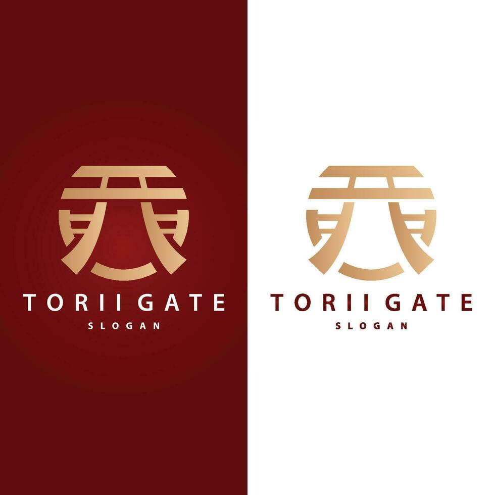 Torii Gate Logo Design Vector Minimalist Illustration Template