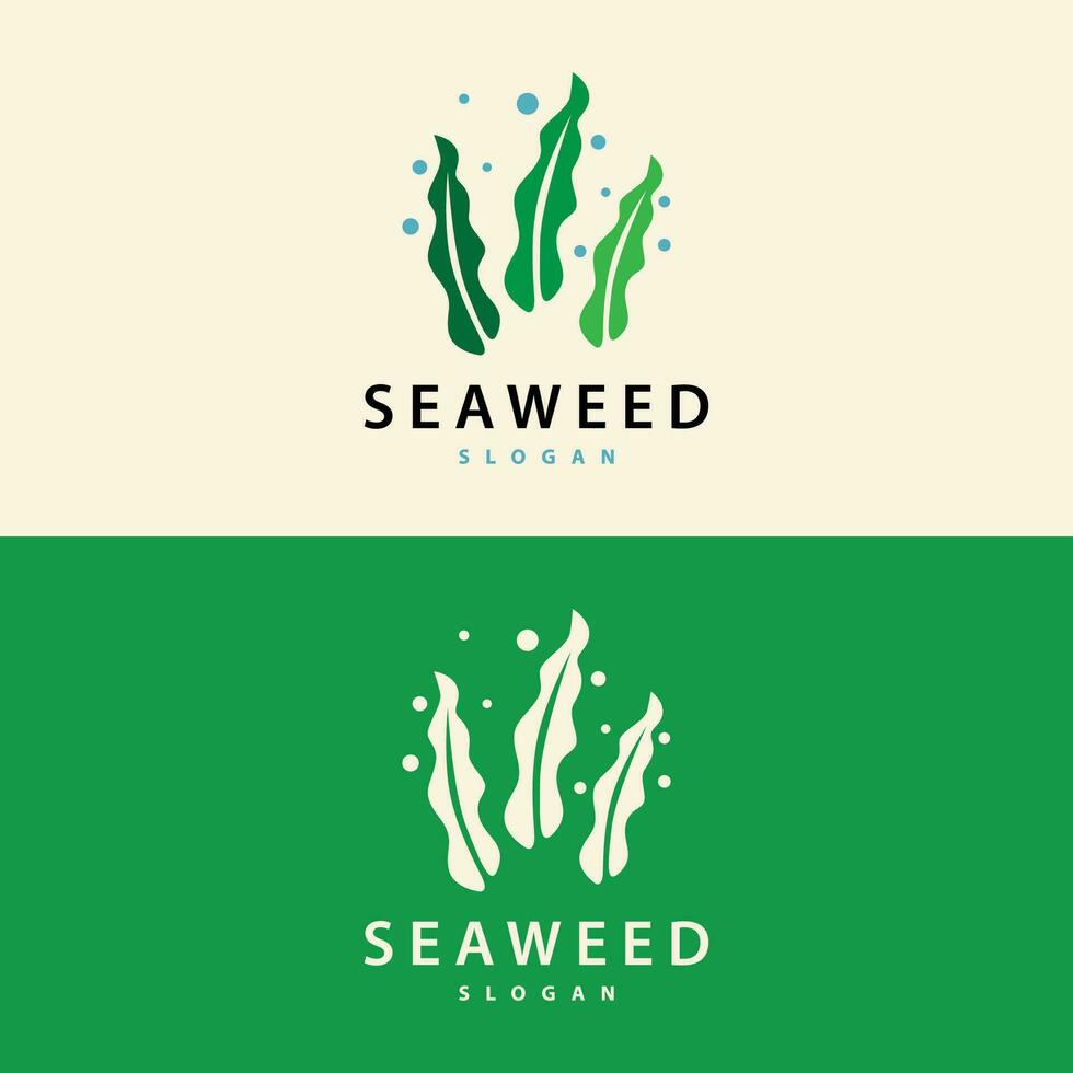 Seaweed Logo Simple Minimalist Design Illustration Template vector