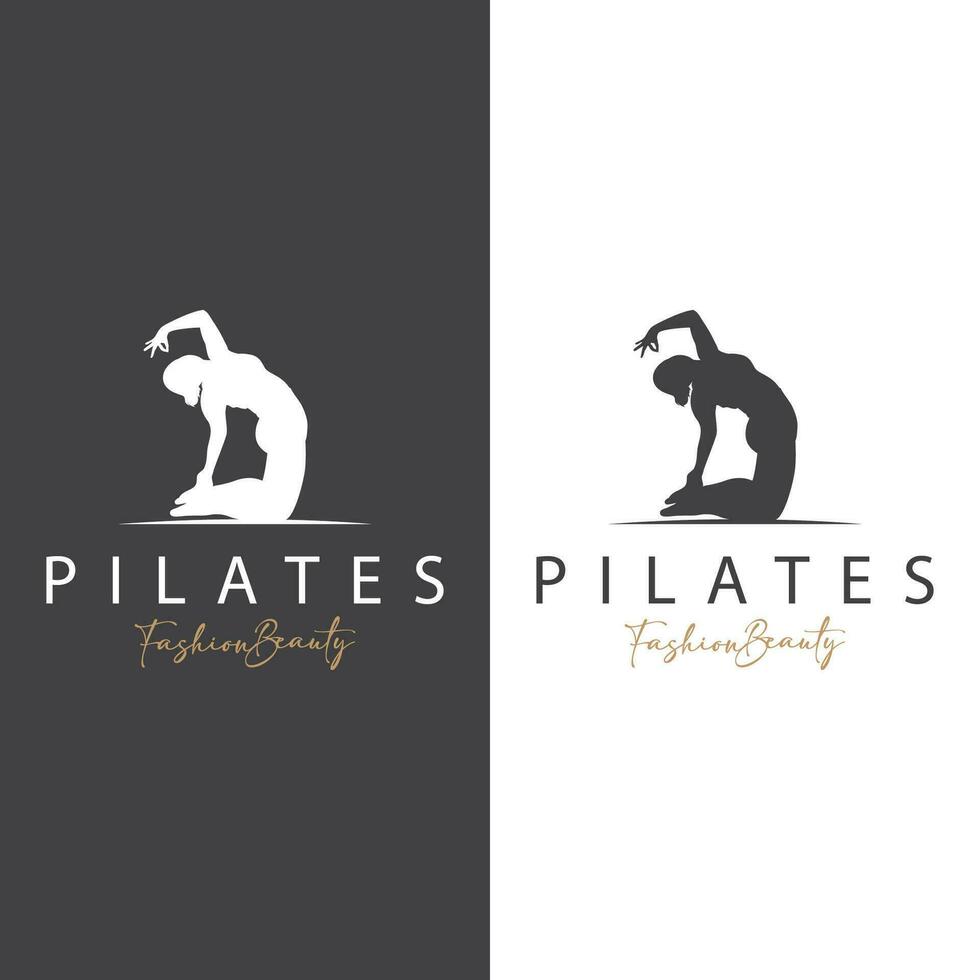 Pilates Pose Logo, Yoga Logo Design Vector Template Illustration