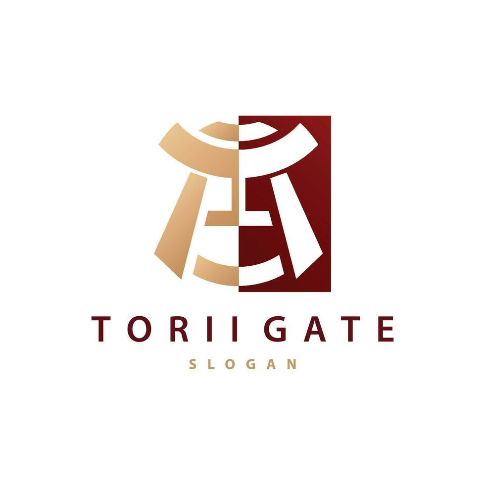 Torii Gate Logo Design Vector Minimalist Illustration Template