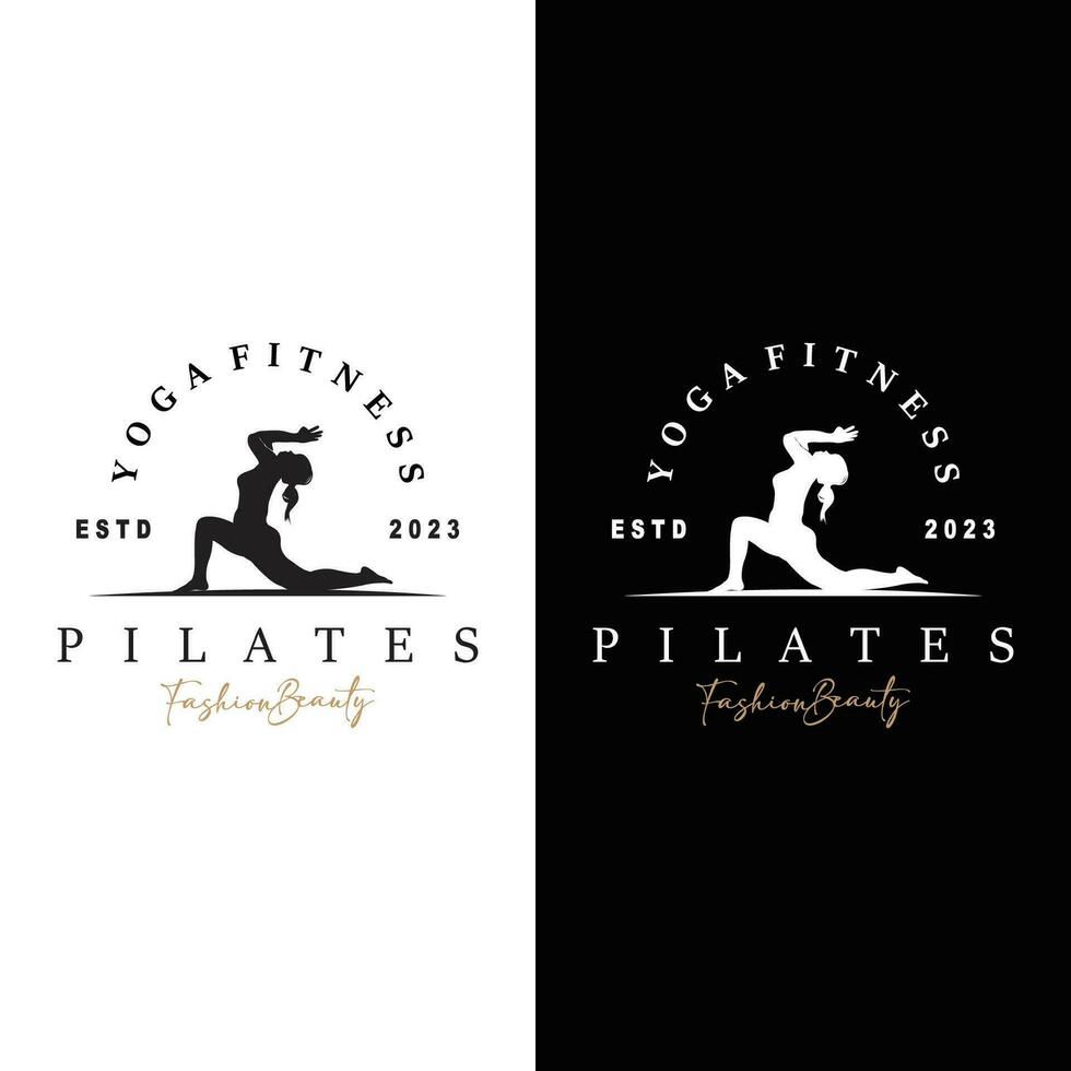 Pilates Pose Logo, Yoga Logo Design Vector Template Illustration