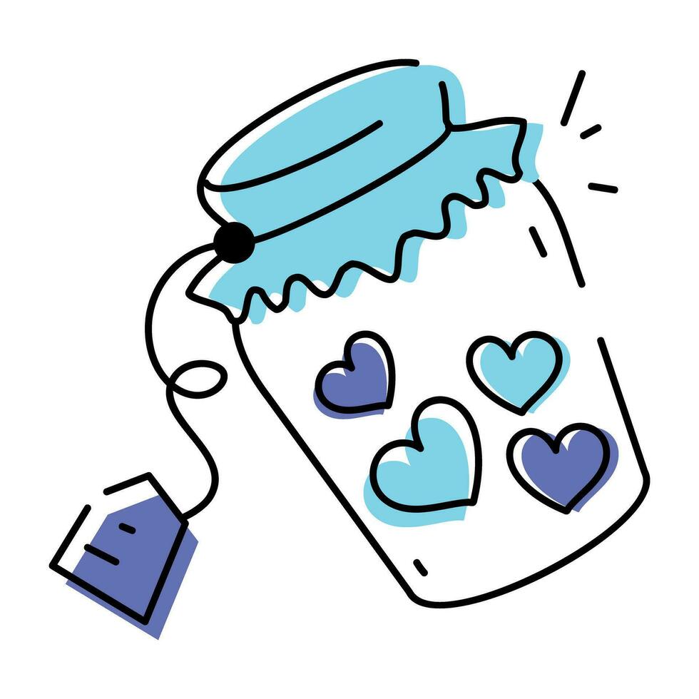 Get this doodle icon of a heart jar vector