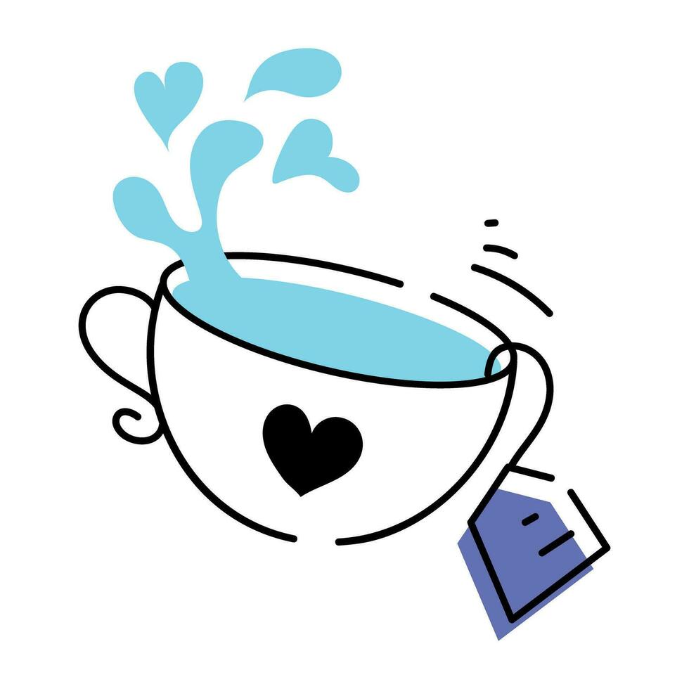 Tea love premium doodle icon vector