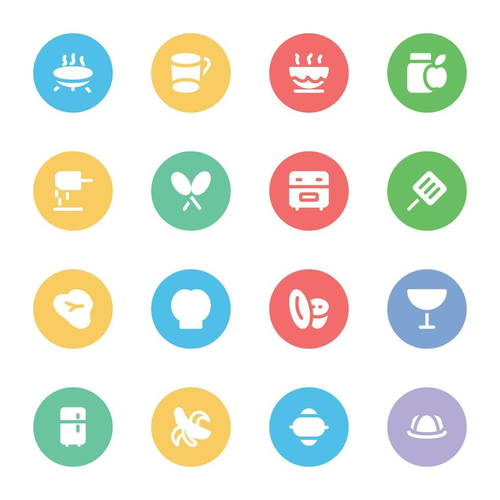 Set of Nutrition Flat Circular Icons vector