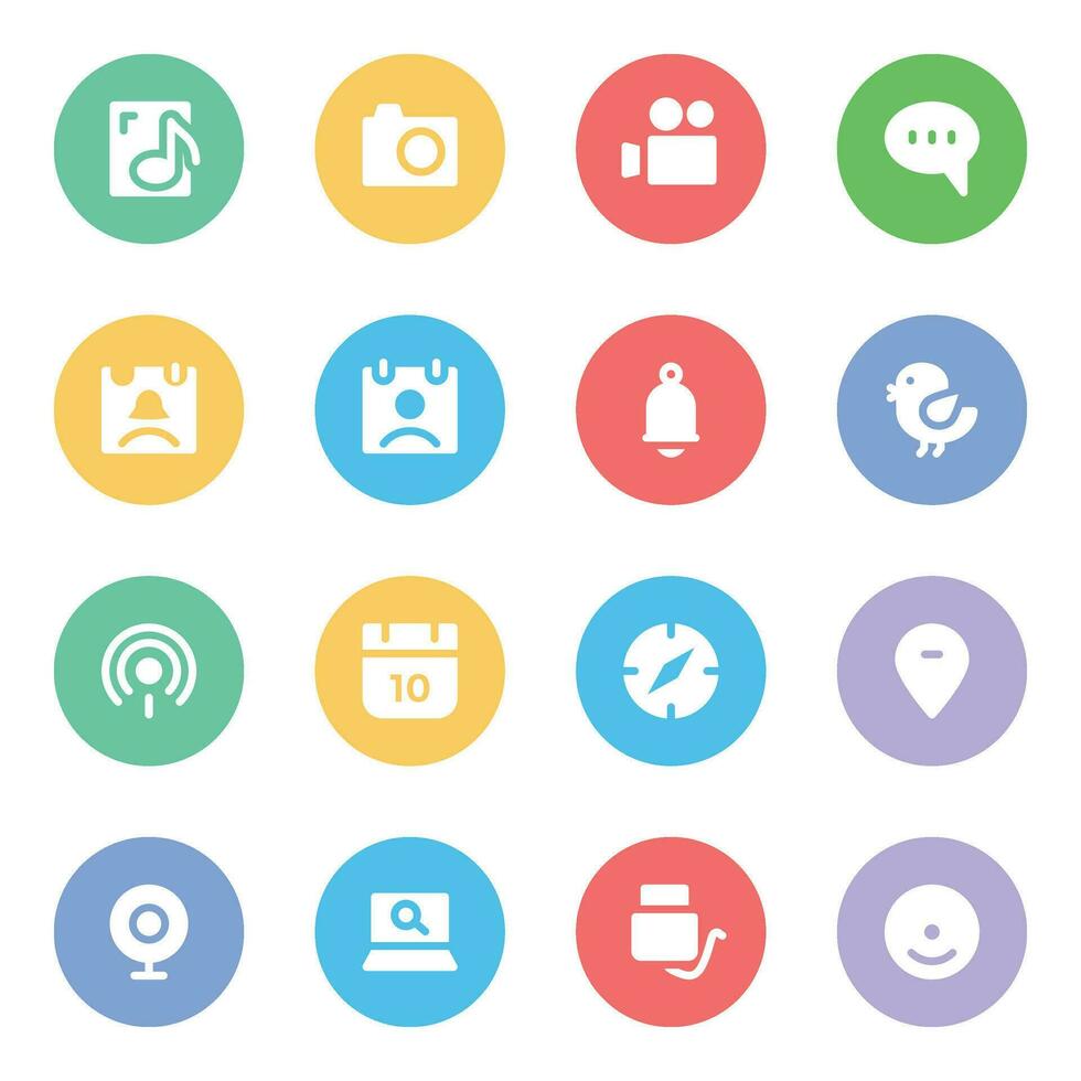 Pack of Flat Icons of Media and Social Services vector