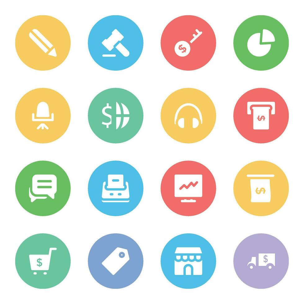 Pack of Finance Flat Circular Icons vector