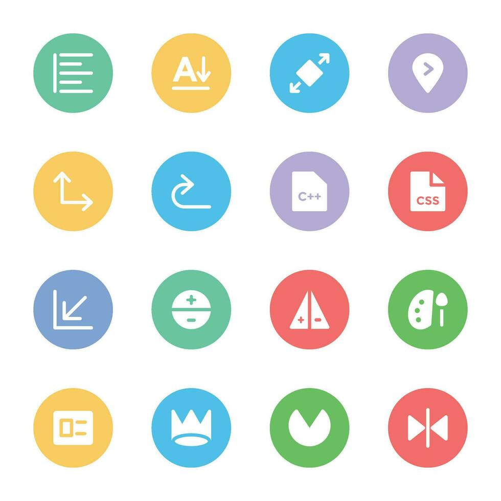 Coding and Design Tools Flat Circular Icons vector