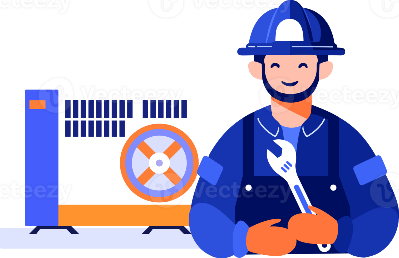 Hand Drawn Air conditioner repair technician in flat style png