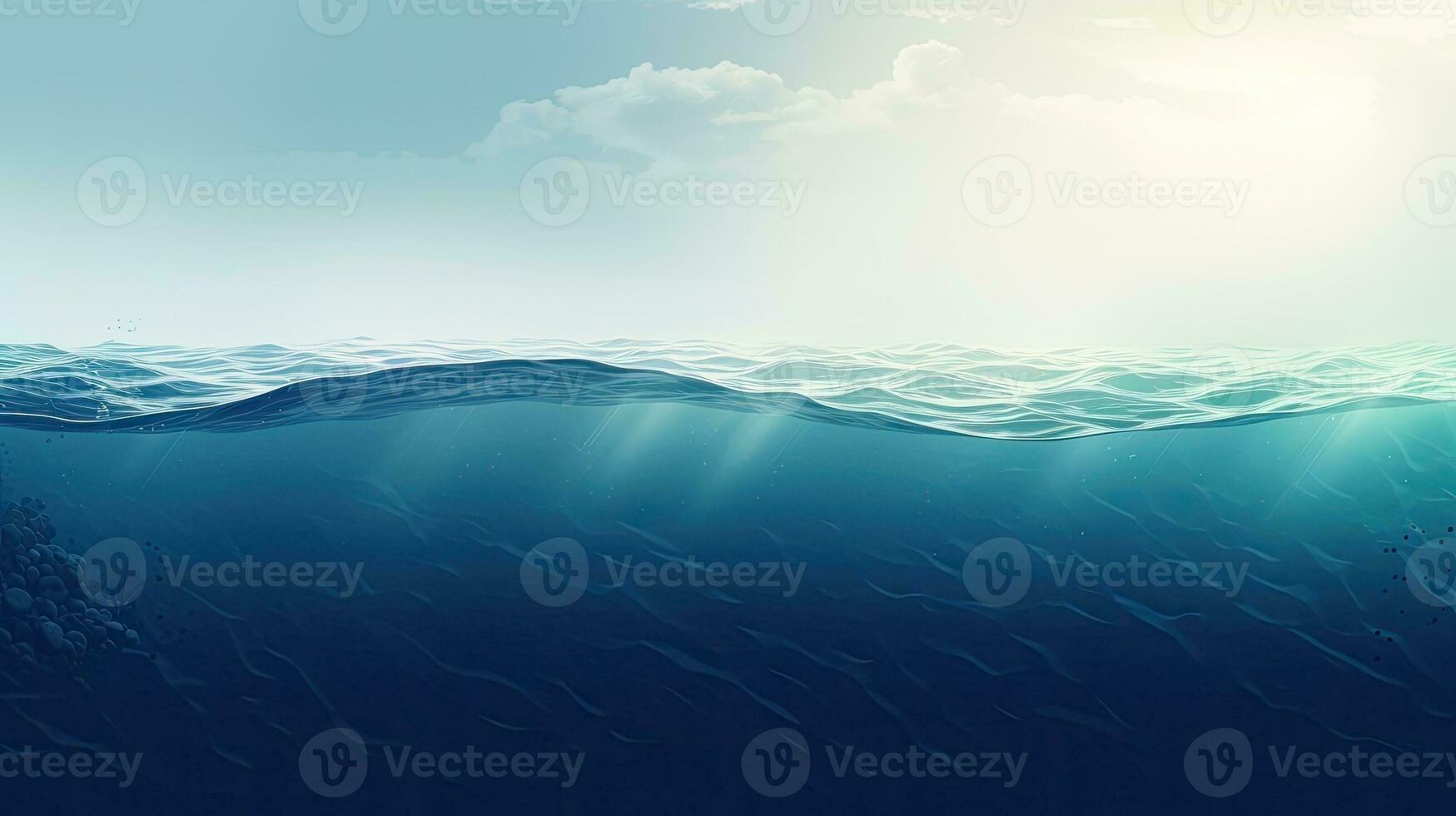 Sea, ocean water. Web banner with copy space. Generative AI photo