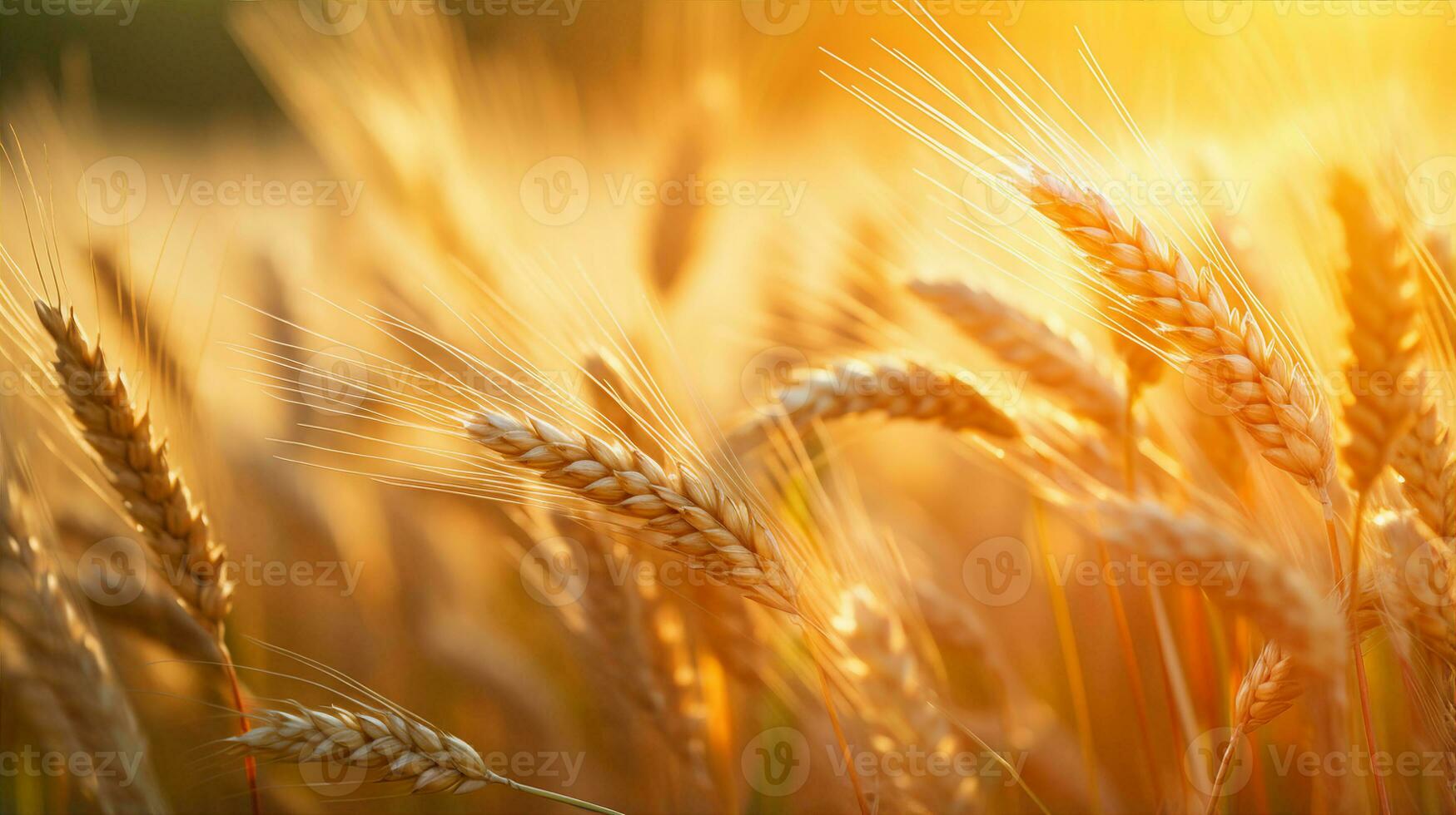 dorado trigo campo, luz de sol, hermosa naturaleza antecedentes. generativo ai foto