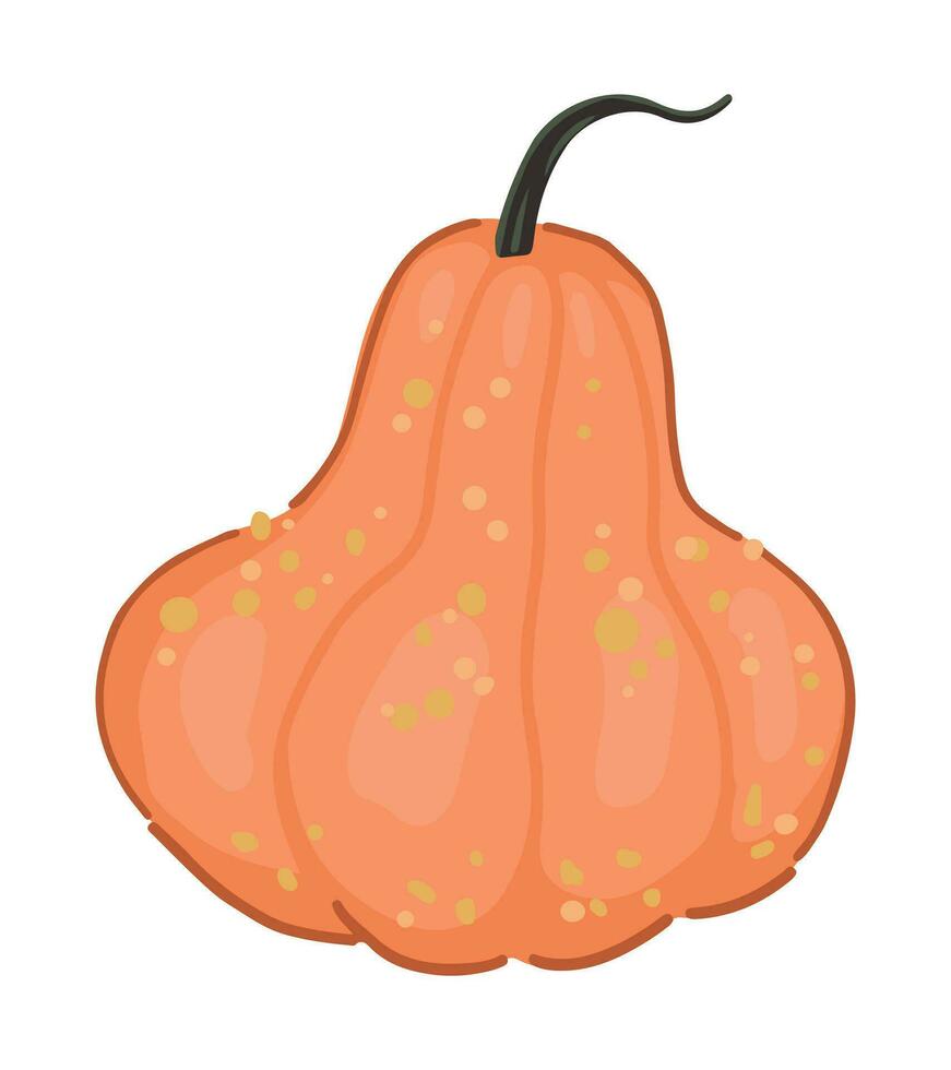 Doodle of pumpkin vegetable. Vector illustration in cartoon style. Autumn season harvest clipart isolated on white background.