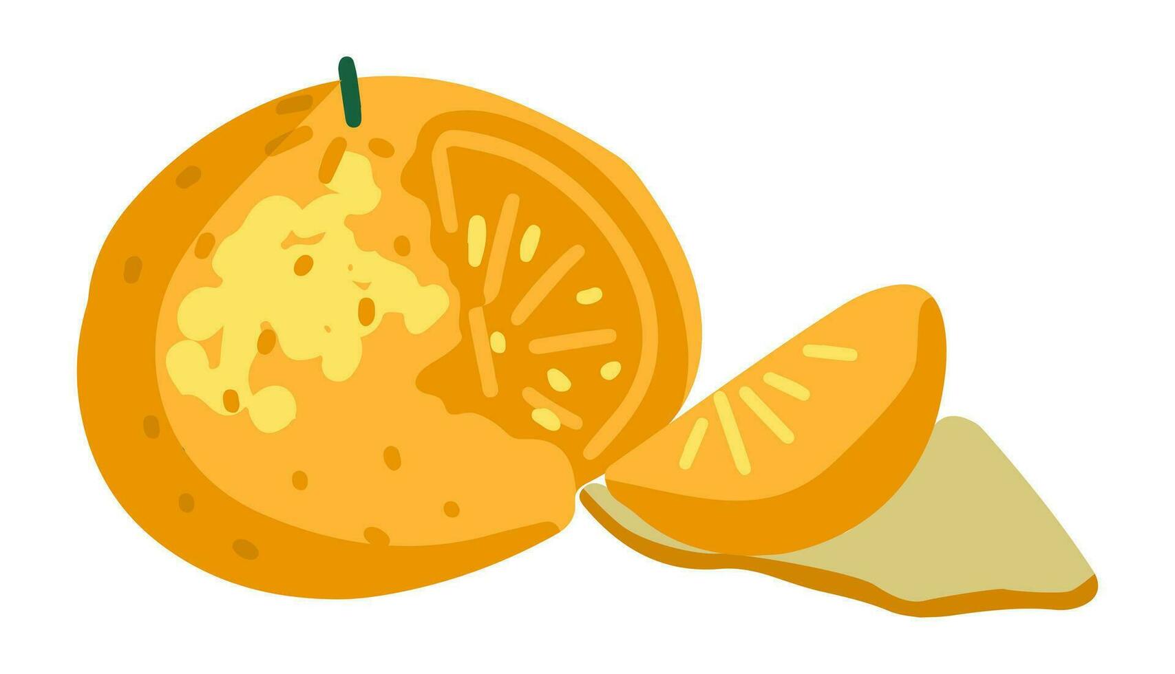 mandarín rebanada, agrios fruta. mano dibujado vector ilustración. de colores dibujos animados garabatear. soltero dibujo aislado en blanco antecedentes. elemento para diseño, imprimir, pegatina, tarjeta, decoración, envoltura.