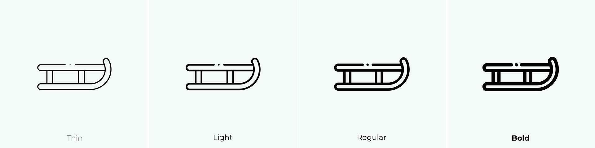 sled icon. Thin, Light, Regular And Bold style design isolated on white background vector