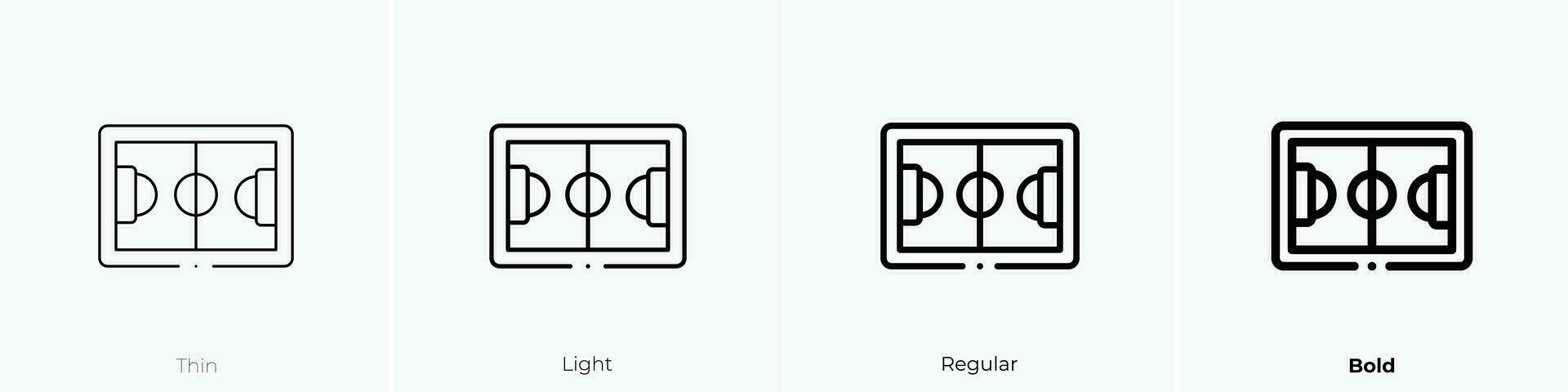 soccer field icon. Thin, Light, Regular And Bold style design isolated on white background vector