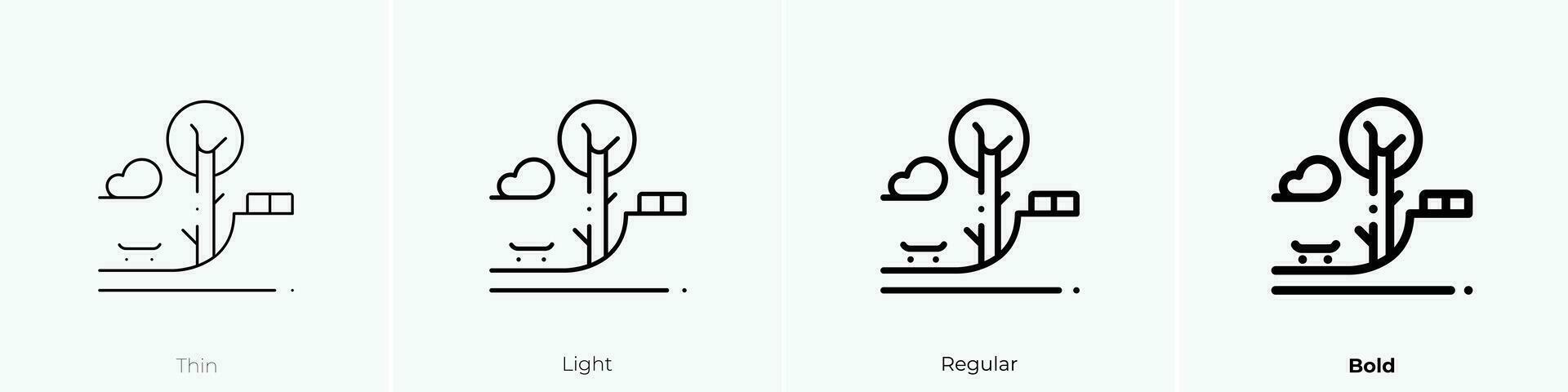 skate park icon. Thin, Light, Regular And Bold style design isolated on white background vector