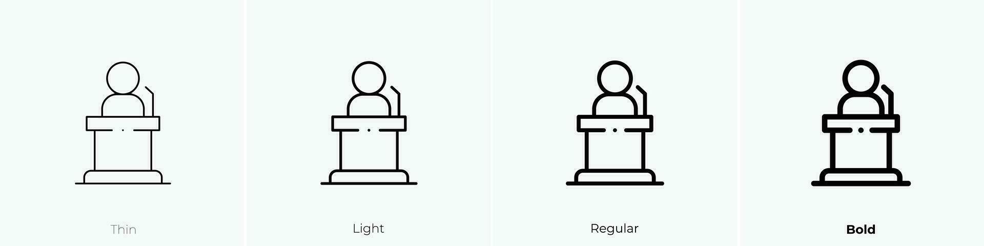 speech icon. Thin, Light, Regular And Bold style design isolated on white background vector
