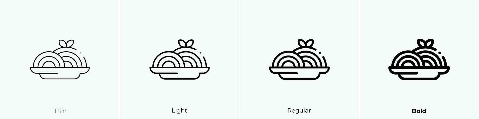 spaghetti icon. Thin, Light, Regular And Bold style design isolated on white background vector