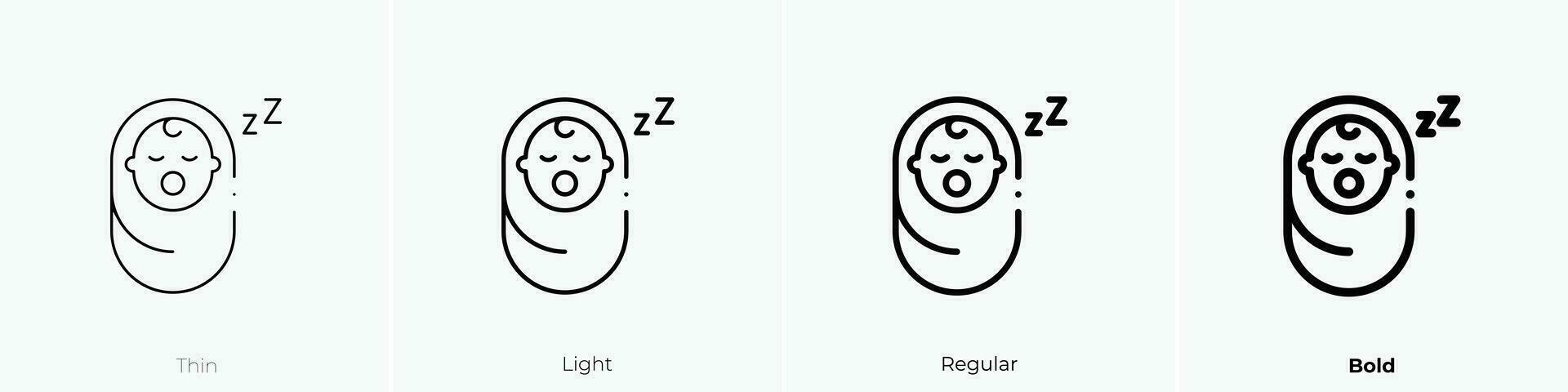 sleeping baby icon. Thin, Light, Regular And Bold style design isolated on white background vector