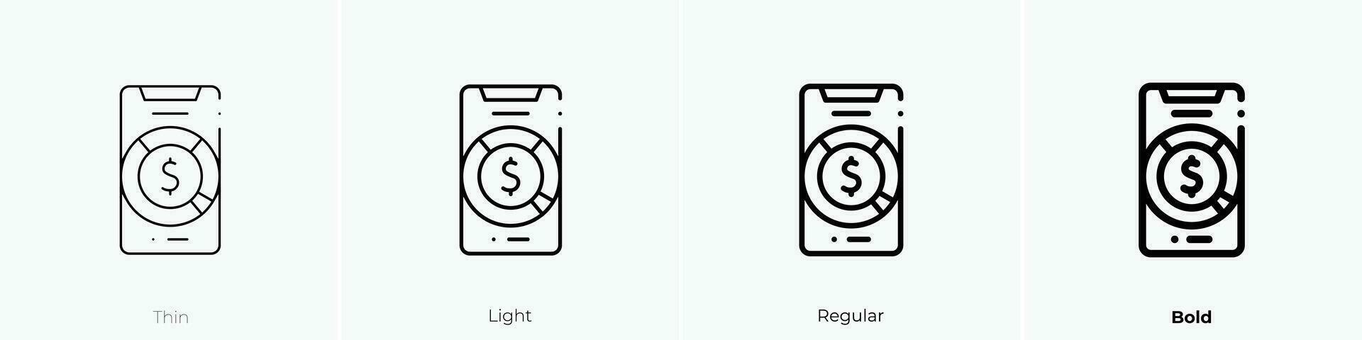 spending balance icon. Thin, Light, Regular And Bold style design isolated on white background vector