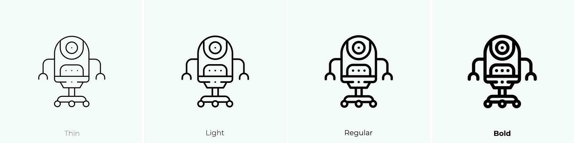 espacio robot icono. delgado, luz, regular y negrita estilo diseño aislado en blanco antecedentes vector