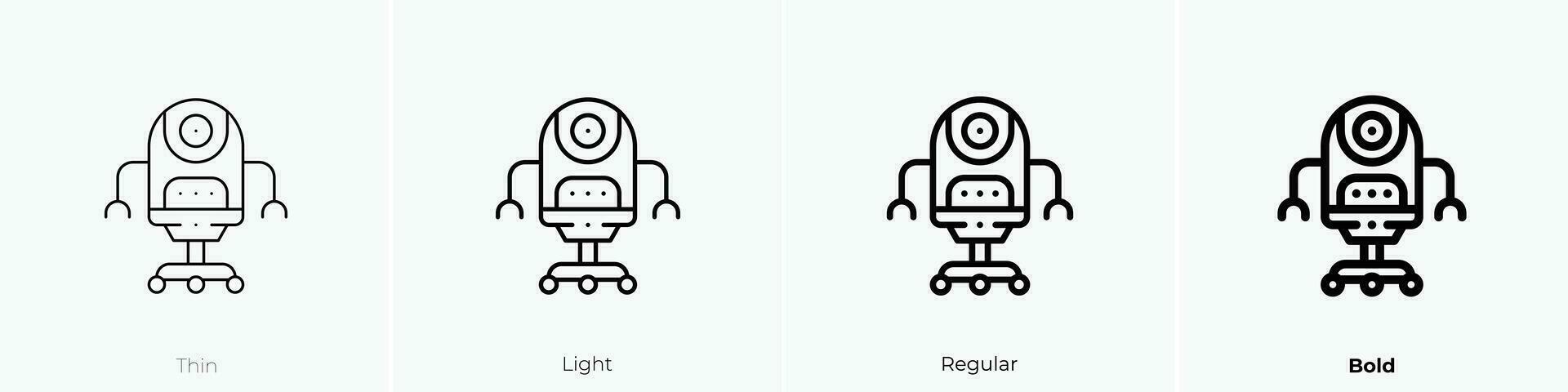 space robot icon. Thin, Light, Regular And Bold style design isolated on white background vector