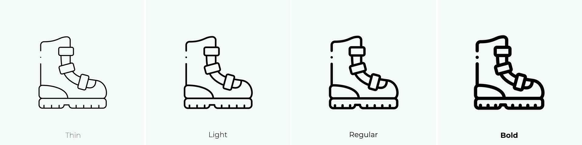 snow boots icon. Thin, Light, Regular And Bold style design isolated on white background vector