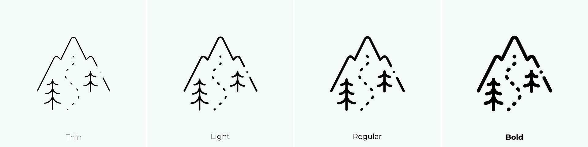 skiing icon. Thin, Light, Regular And Bold style design isolated on white background vector