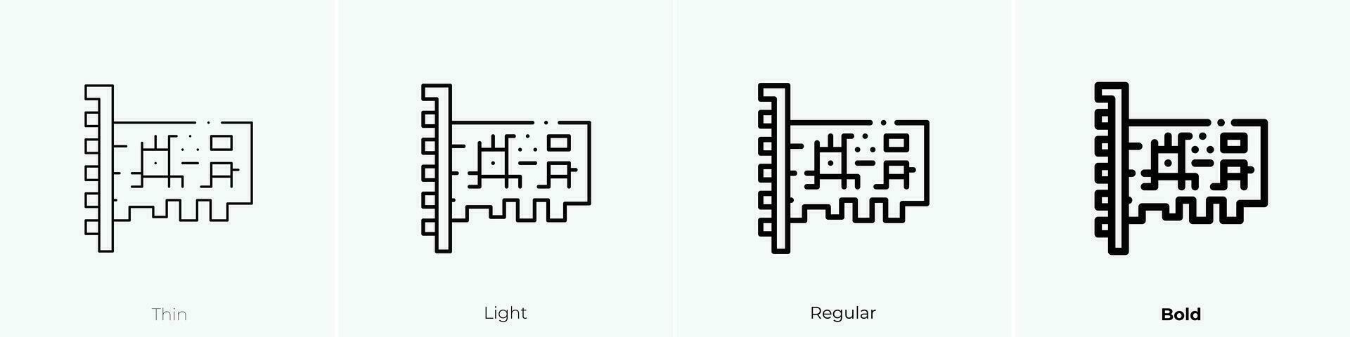 sonido tarjeta icono. delgado, luz, regular y negrita estilo diseño aislado en blanco antecedentes vector