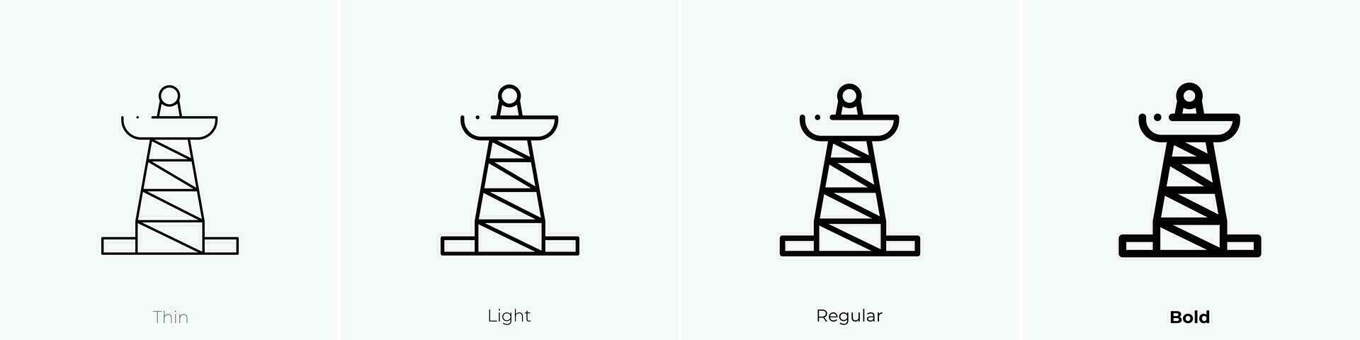 signal tower icon. Thin, Light, Regular And Bold style design isolated on white background vector