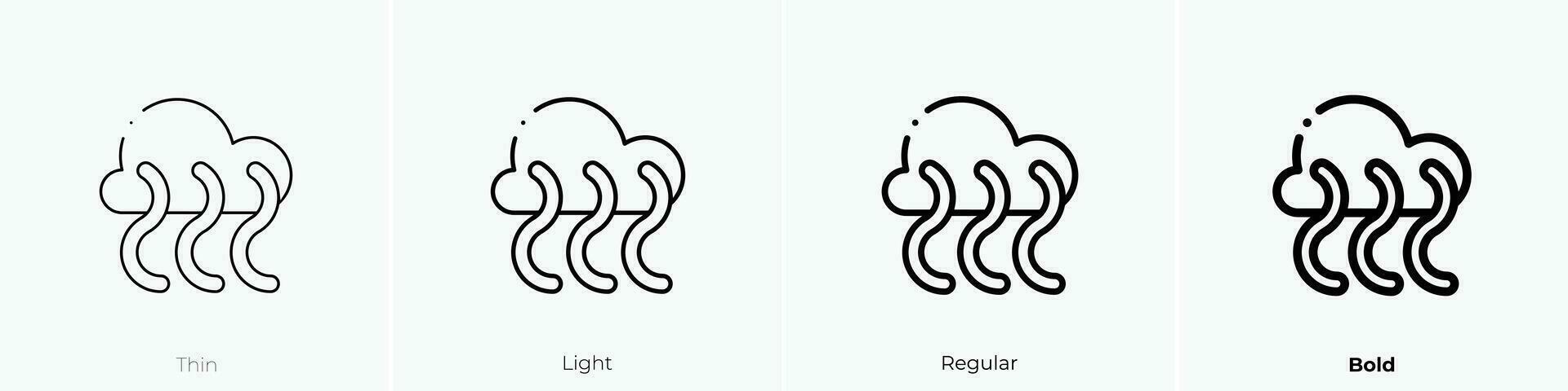 smog icon. Thin, Light, Regular And Bold style design isolated on white background vector