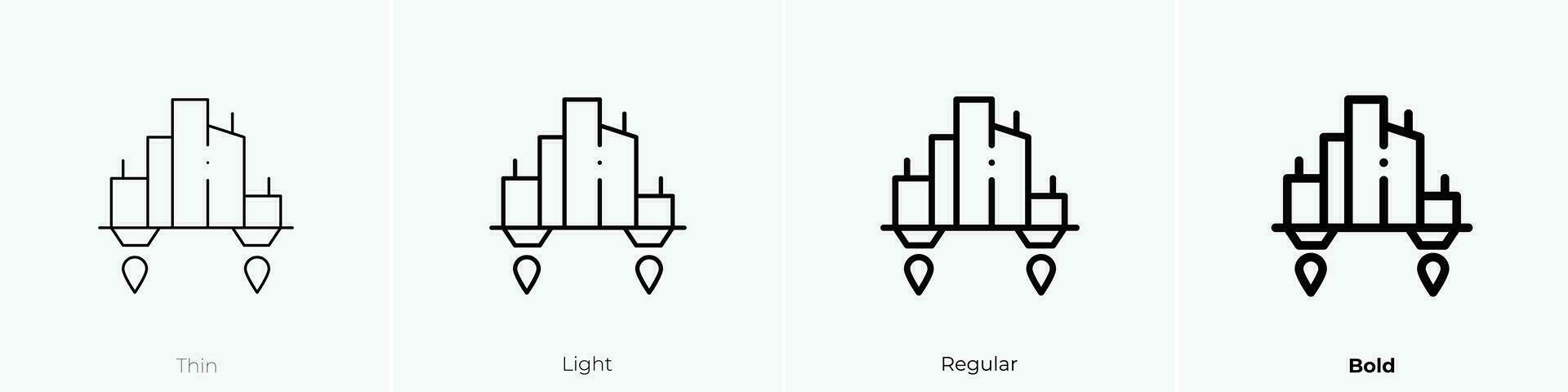 smart city icon. Thin, Light, Regular And Bold style design isolated on white background vector