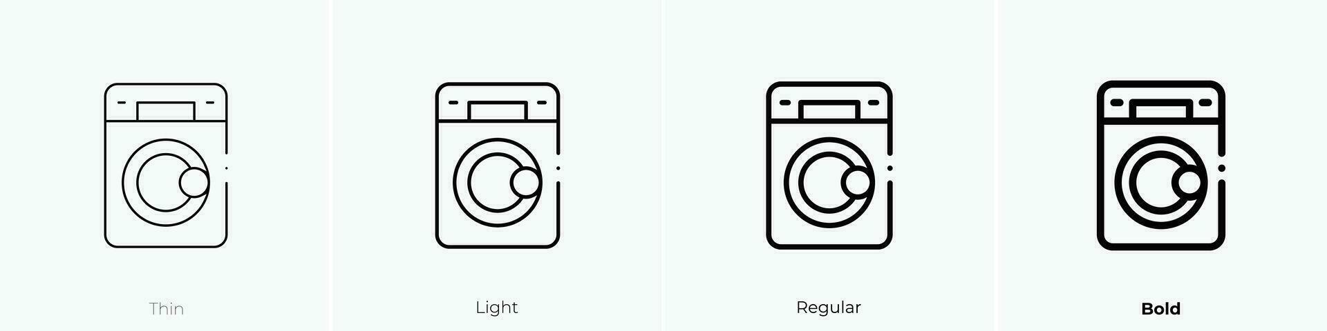 smart washing machine icon. Thin, Light, Regular And Bold style design isolated on white background vector