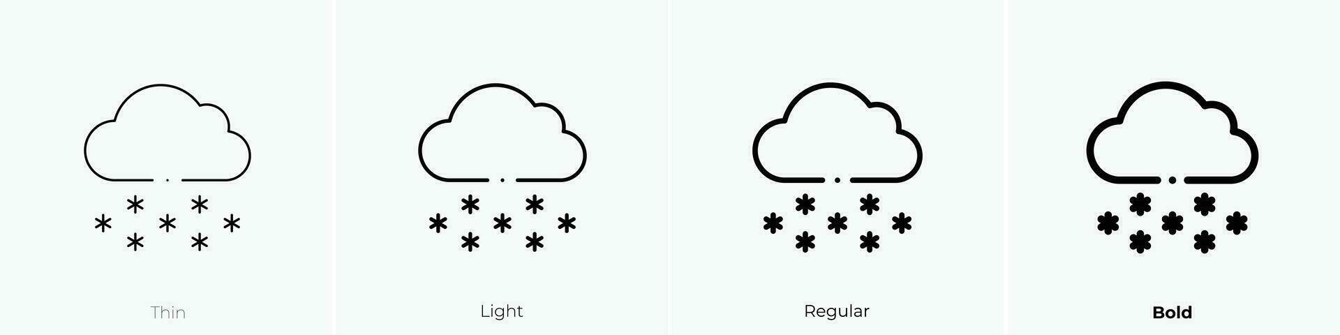snowing icon. Thin, Light, Regular And Bold style design isolated on white background vector